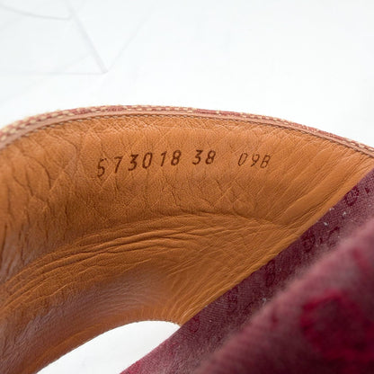 Gucci Angelina Platform Slide Sandals Beige GG Canvas Size 38