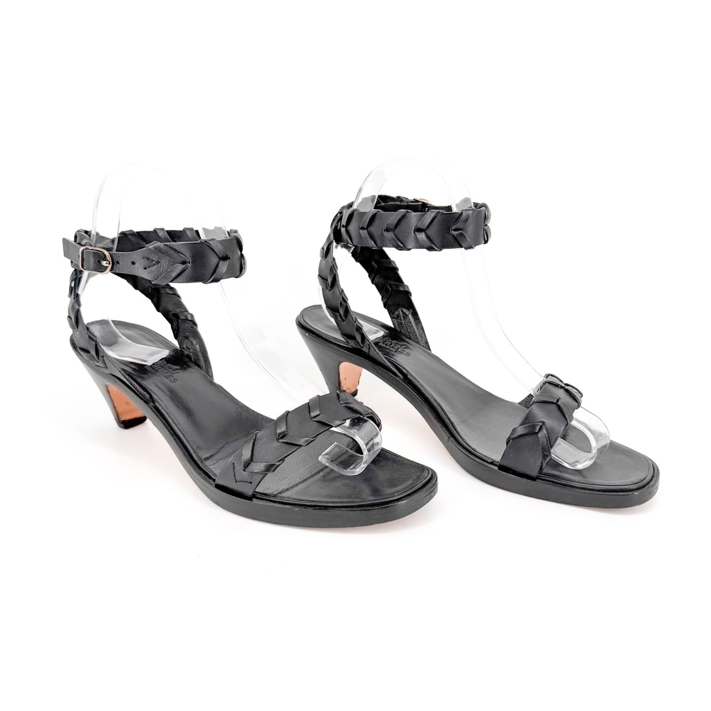 Hermès Vintage Kitten Heel Sandals Black Size 39