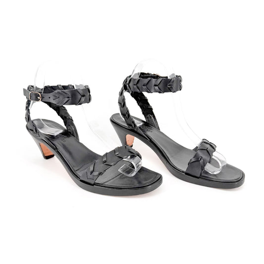 Hermès Vintage Kitten Heel Sandals Black Size 39