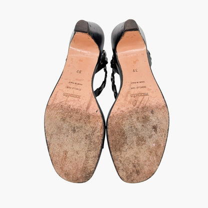 Hermès Vintage Kitten Heel Sandals Black Size 39
