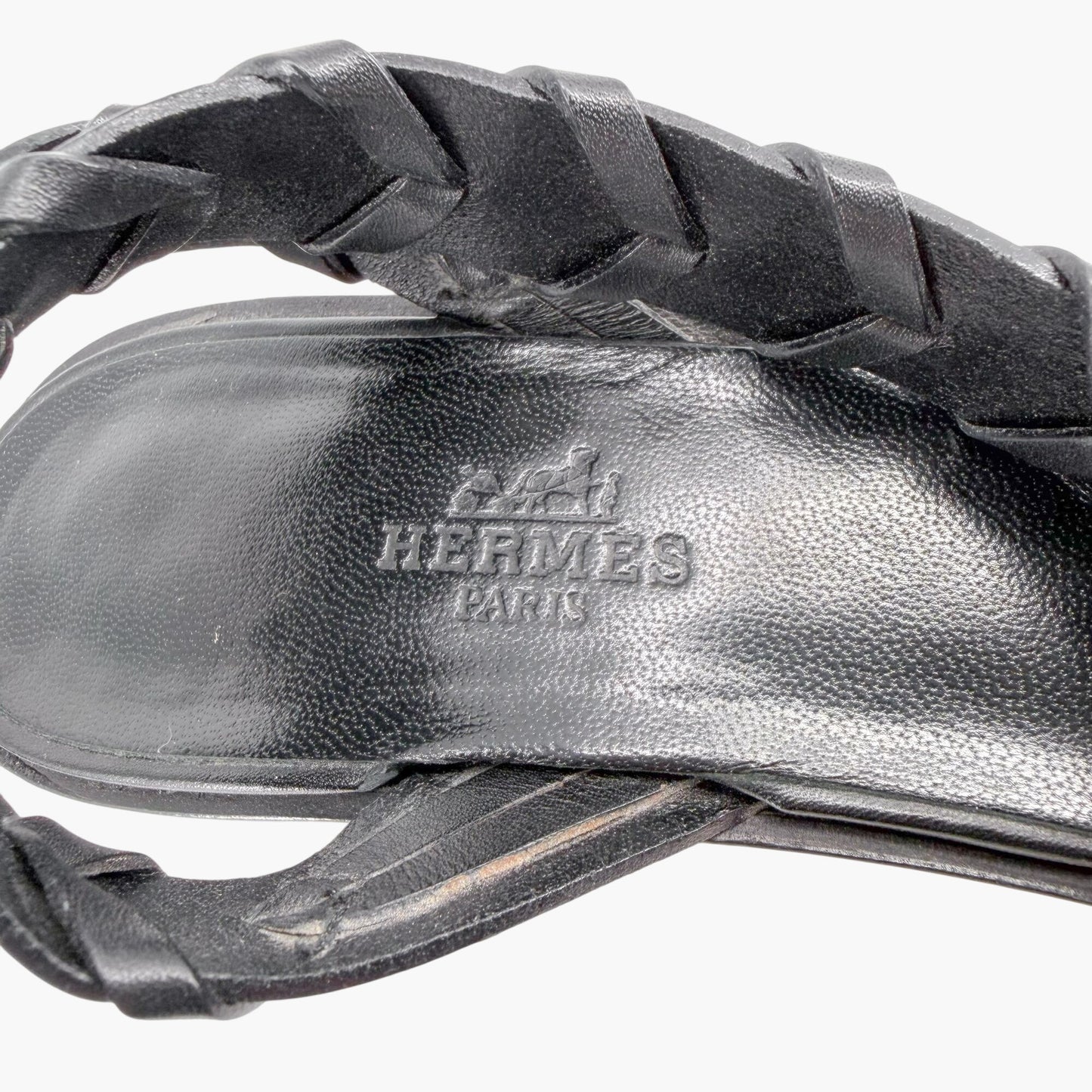 Hermès Vintage Kitten Heel Sandals Black Size 39