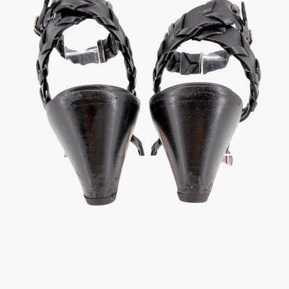 Hermès Vintage Kitten Heel Sandals Black Size 39