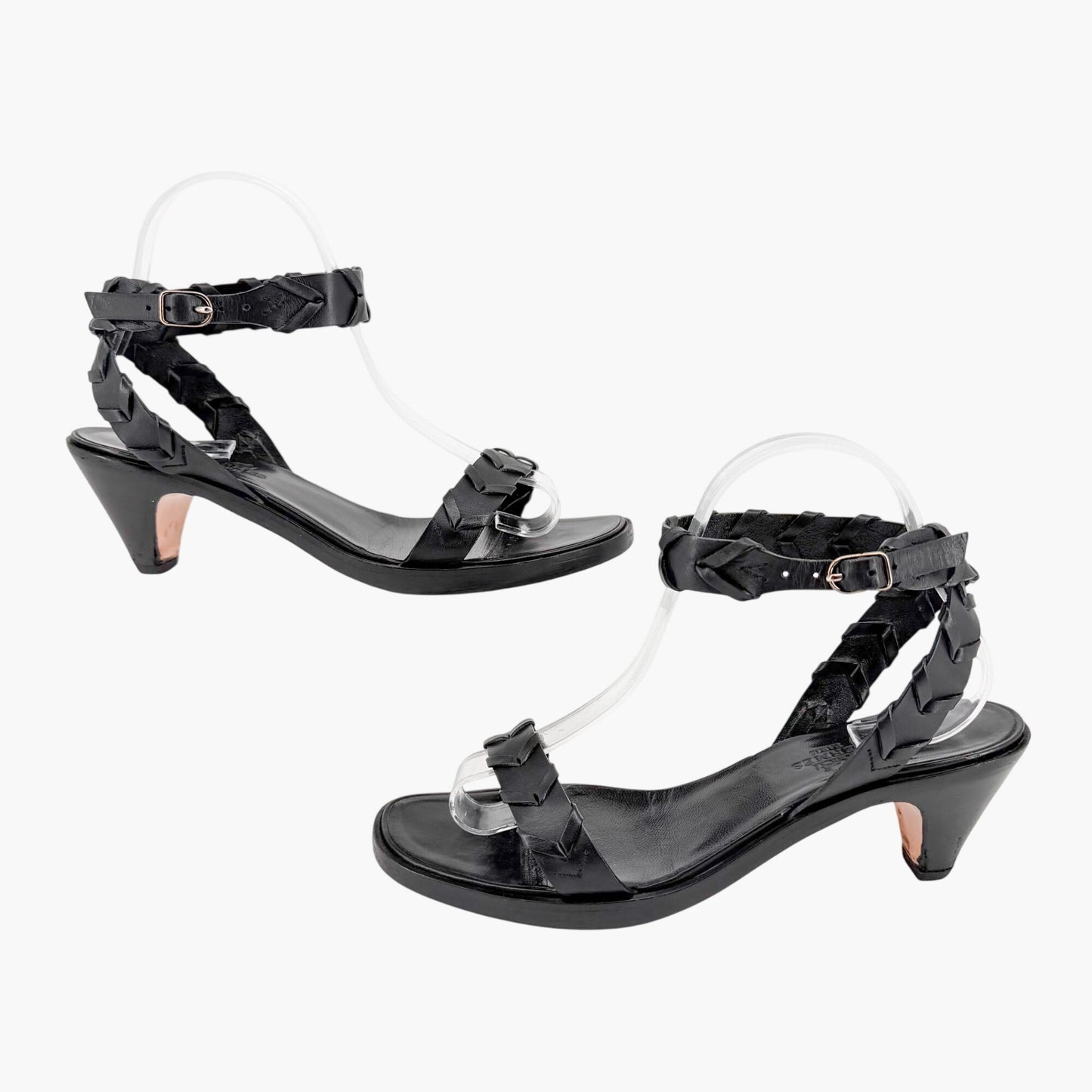 Hermès Vintage Kitten Heel Sandals Black Size 39