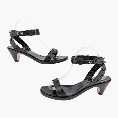 Hermès Vintage Kitten Heel Sandals Black Size 39