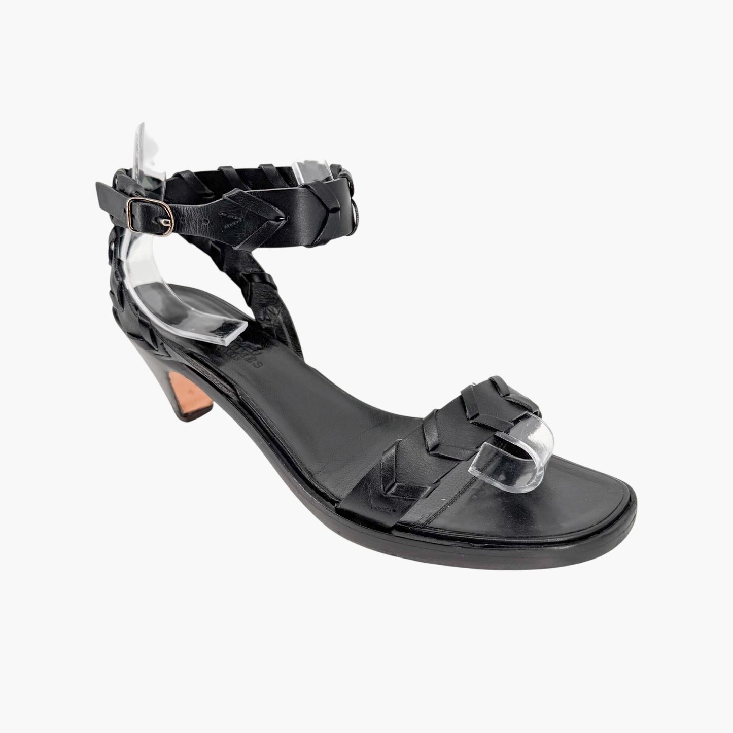 Hermès Vintage Kitten Heel Sandals Black Size 39