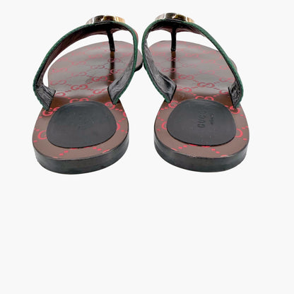 Gucci Kika Web Stripe Interlocking G Thong Sandals Size 39