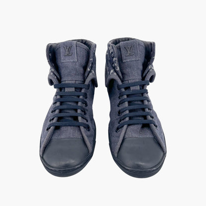 Louis Vuitton Brea Mid-Top Sneakers in Navy Monogram Denim – Size 37