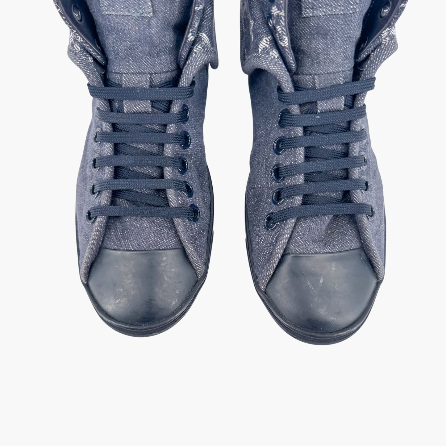 Louis Vuitton Brea Mid-Top Sneakers in Navy Monogram Denim – Size 37