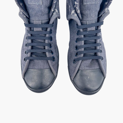 Louis Vuitton Brea Mid-Top Sneakers in Navy Monogram Denim – Size 37