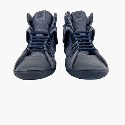 Louis Vuitton Brea Mid-Top Sneakers in Navy Monogram Denim – Size 37