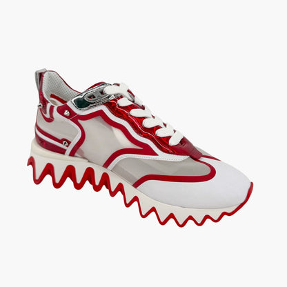 Christian Louboutin Sharkina Mesh Sneakers in White & Red Size 38.5