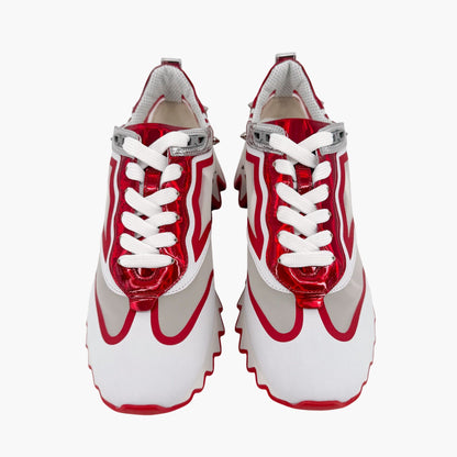 Christian Louboutin Sharkina Mesh Sneakers in White & Red Size 38.5
