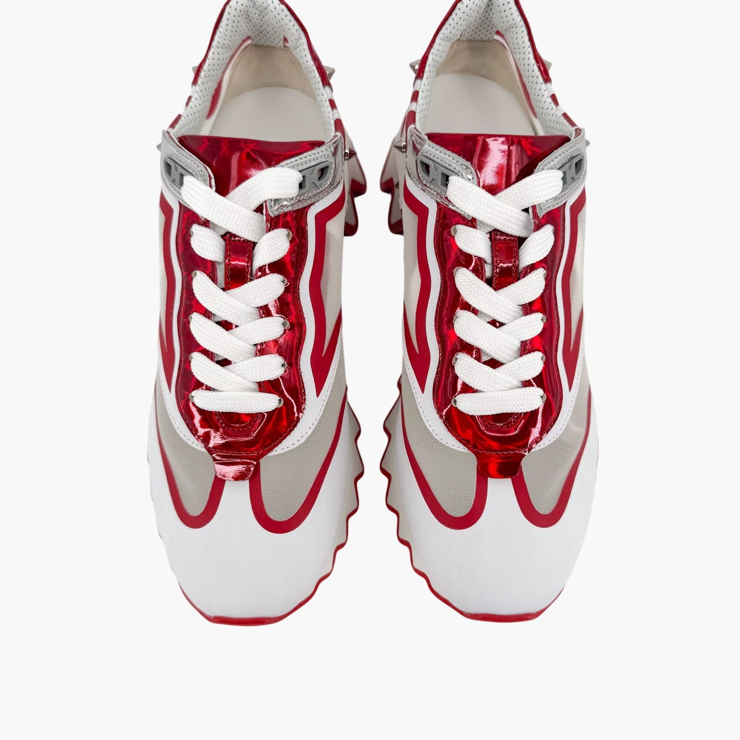 Christian Louboutin Sharkina Mesh Sneakers in White & Red Size 38.5