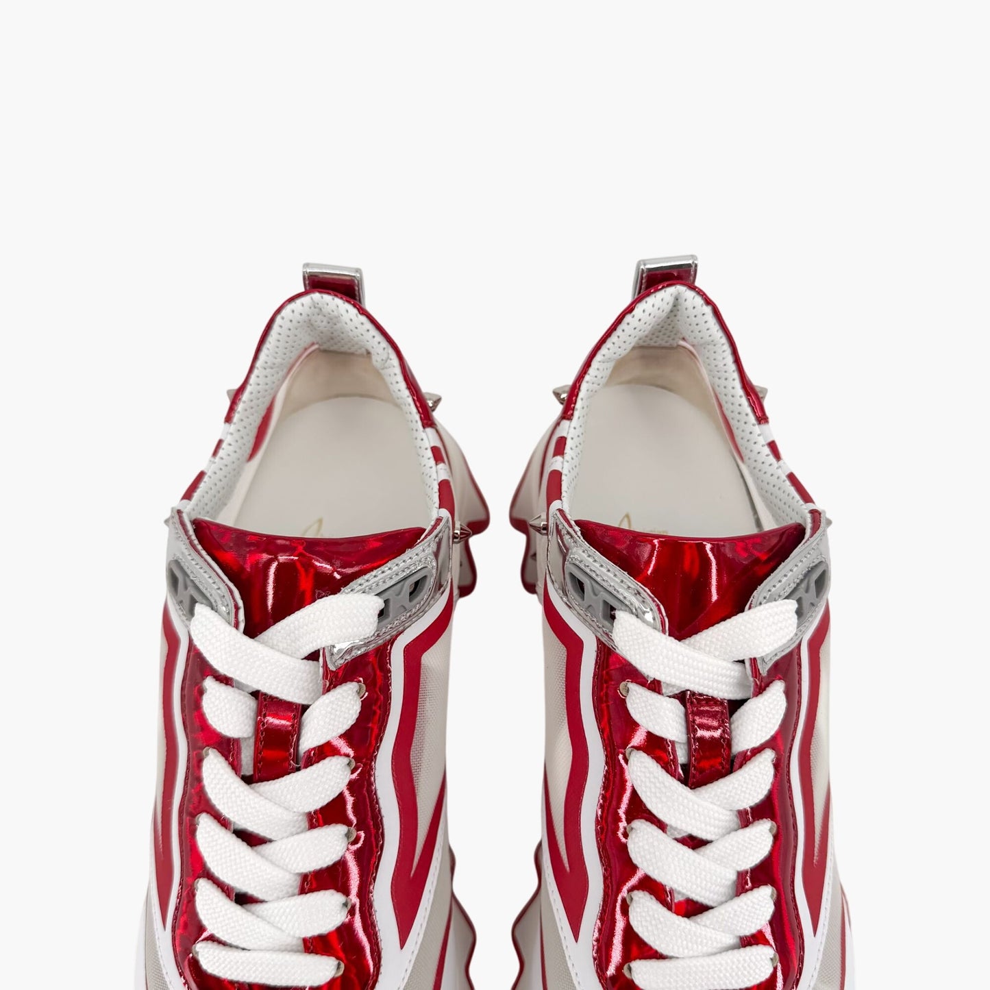 Christian Louboutin Sharkina Mesh Sneakers in White & Red Size 38.5
