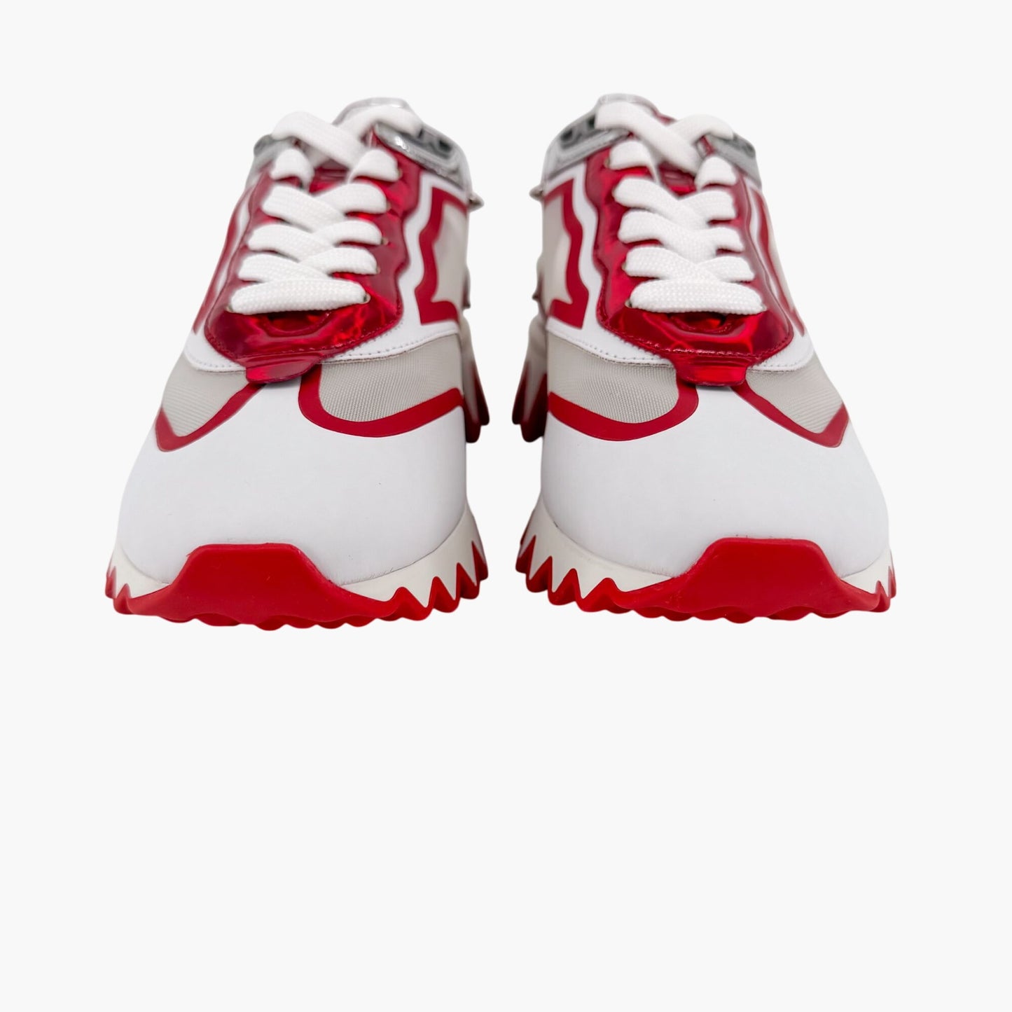 Christian Louboutin Sharkina Mesh Sneakers in White & Red Size 38.5