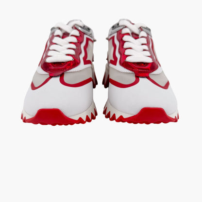 Christian Louboutin Sharkina Mesh Sneakers in White & Red Size 38.5