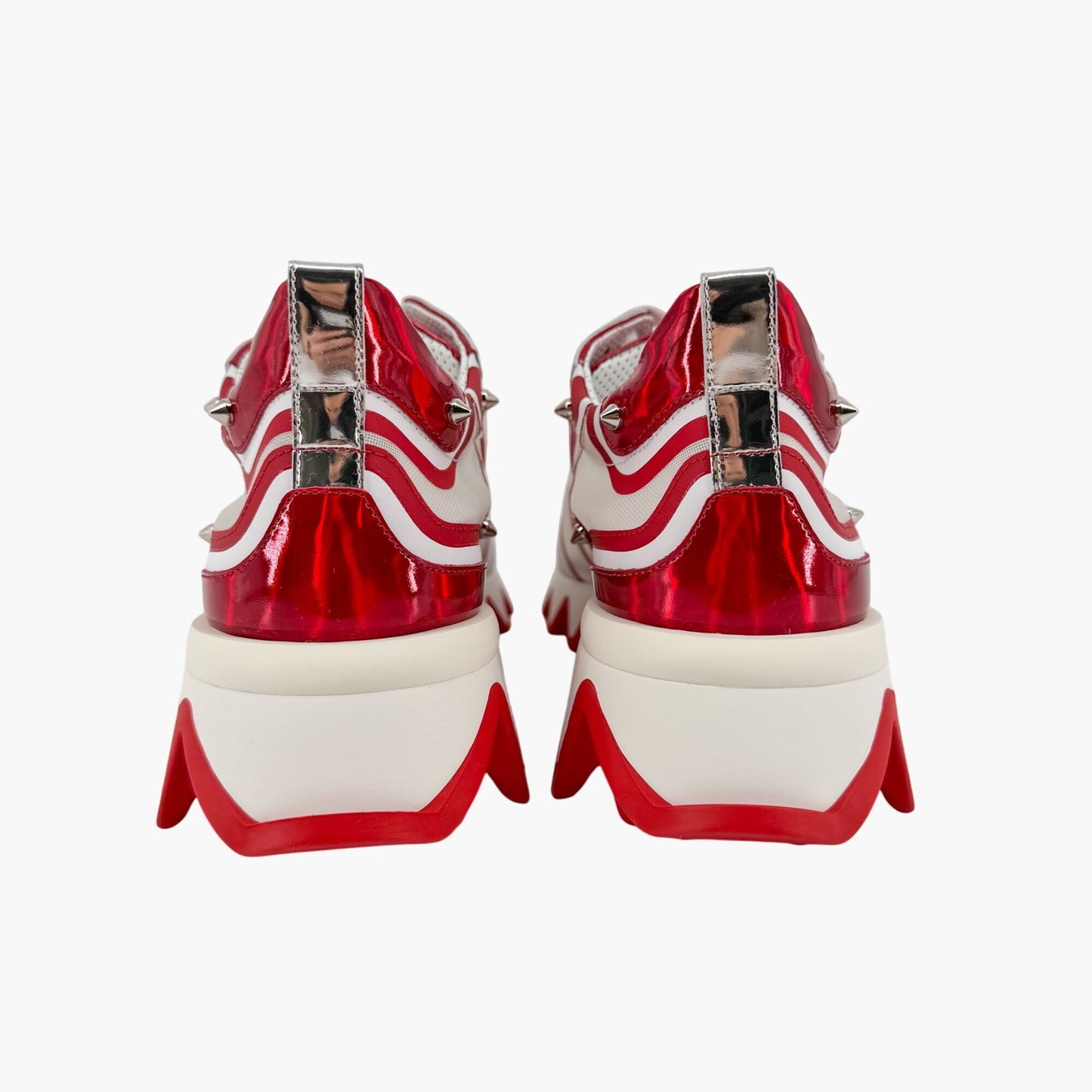 Christian Louboutin Sharkina Mesh Sneakers in White & Red Size 38.5