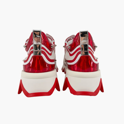 Christian Louboutin Sharkina Mesh Sneakers in White & Red Size 38.5