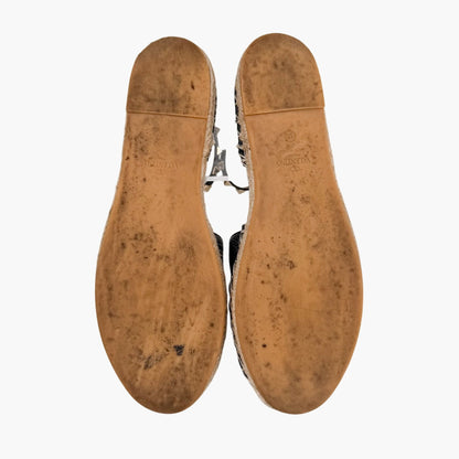 Valentino Rockstud Espadrille Flat Sandals Black Size 38