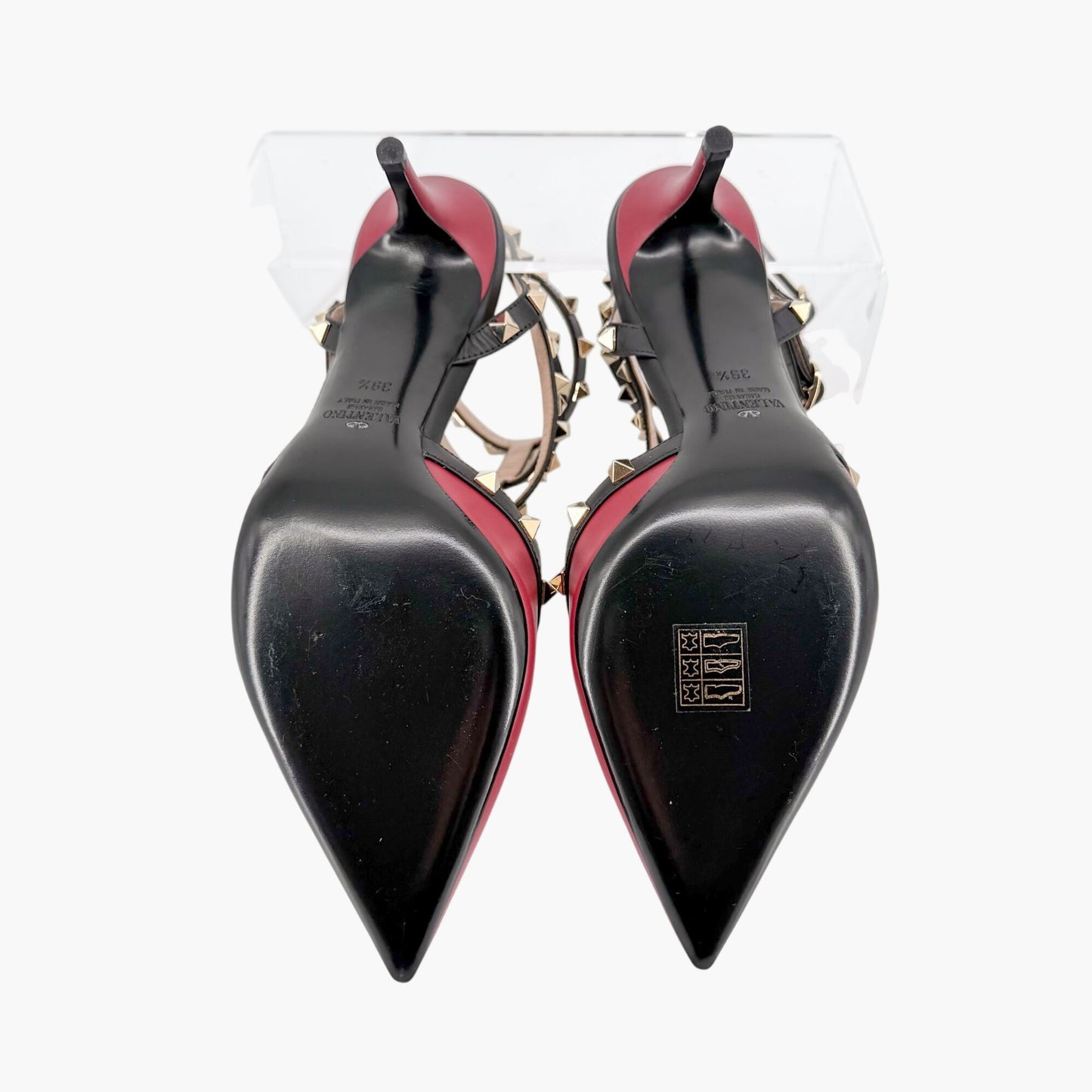 Valentino Rockstud Caged Pumps Burgundy Black Size 39.5