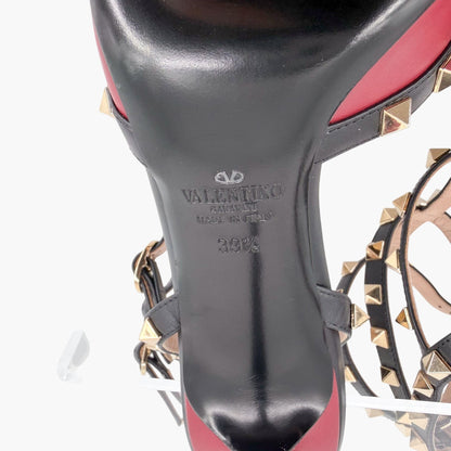 Valentino Rockstud Caged Pumps Burgundy Black Size 39.5