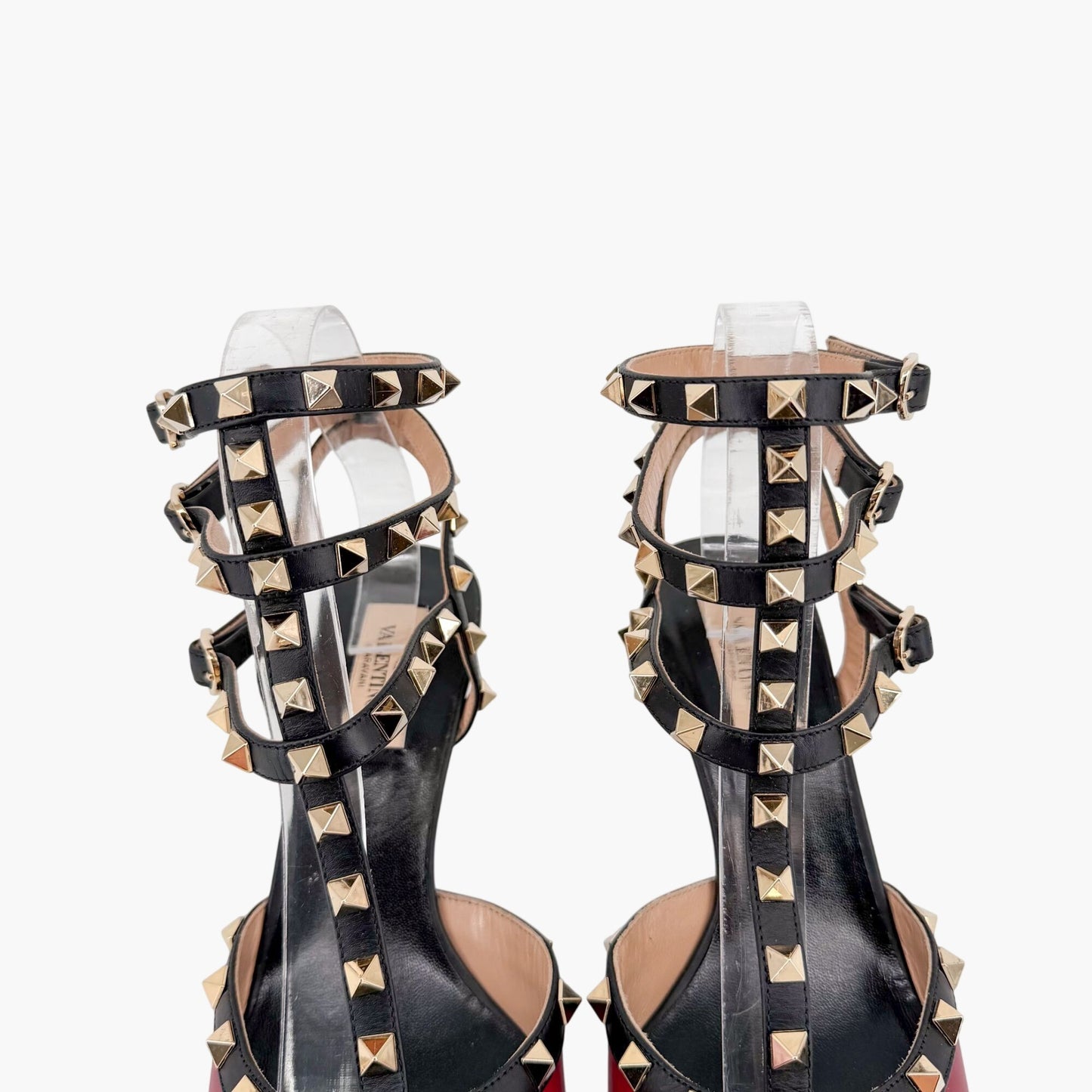 Valentino Rockstud Caged Pumps Burgundy Black Size 39.5