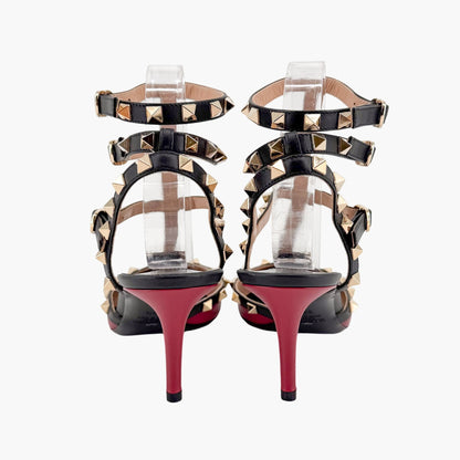 Valentino Rockstud Caged Pumps Burgundy Black Size 39.5