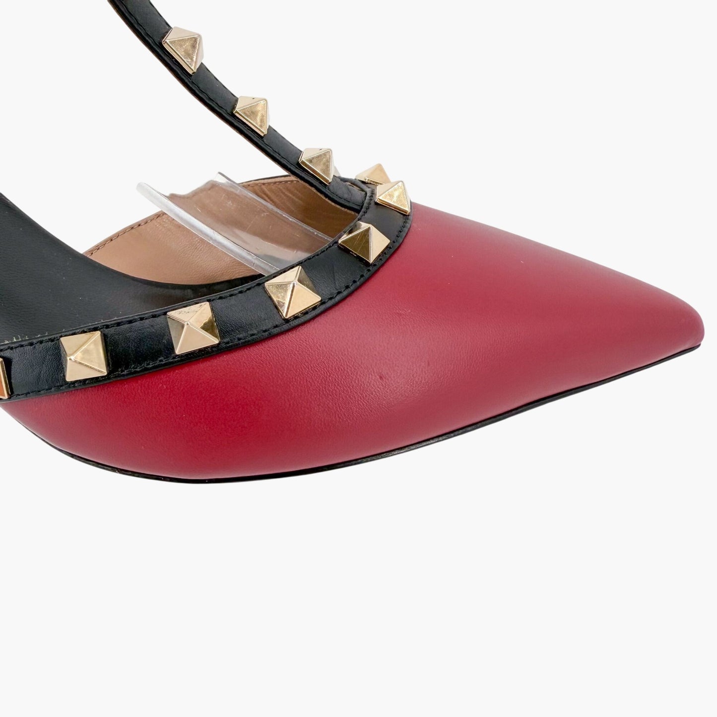 Valentino Rockstud Caged Pumps Burgundy Black Size 39.5