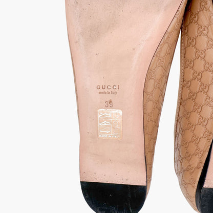 Gucci Agatha GG Monogram Ballet Flats in Beige Leather Size 39