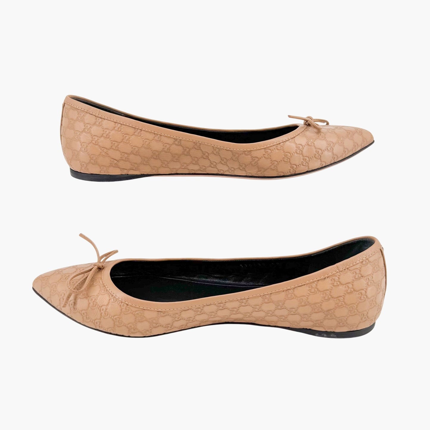 Gucci Agatha GG Monogram Ballet Flats in Beige Leather Size 39