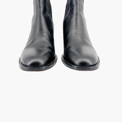 Fendi Script Logo Chelsea Ankle Boots in Black Leather Size 38