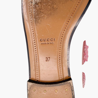 Gucci Jordaan Horsebit Loafers Pink Tweed Size 37