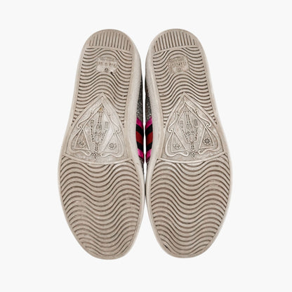 Gucci Ace Sneakers Silver Glitter Web Stripe Size 37