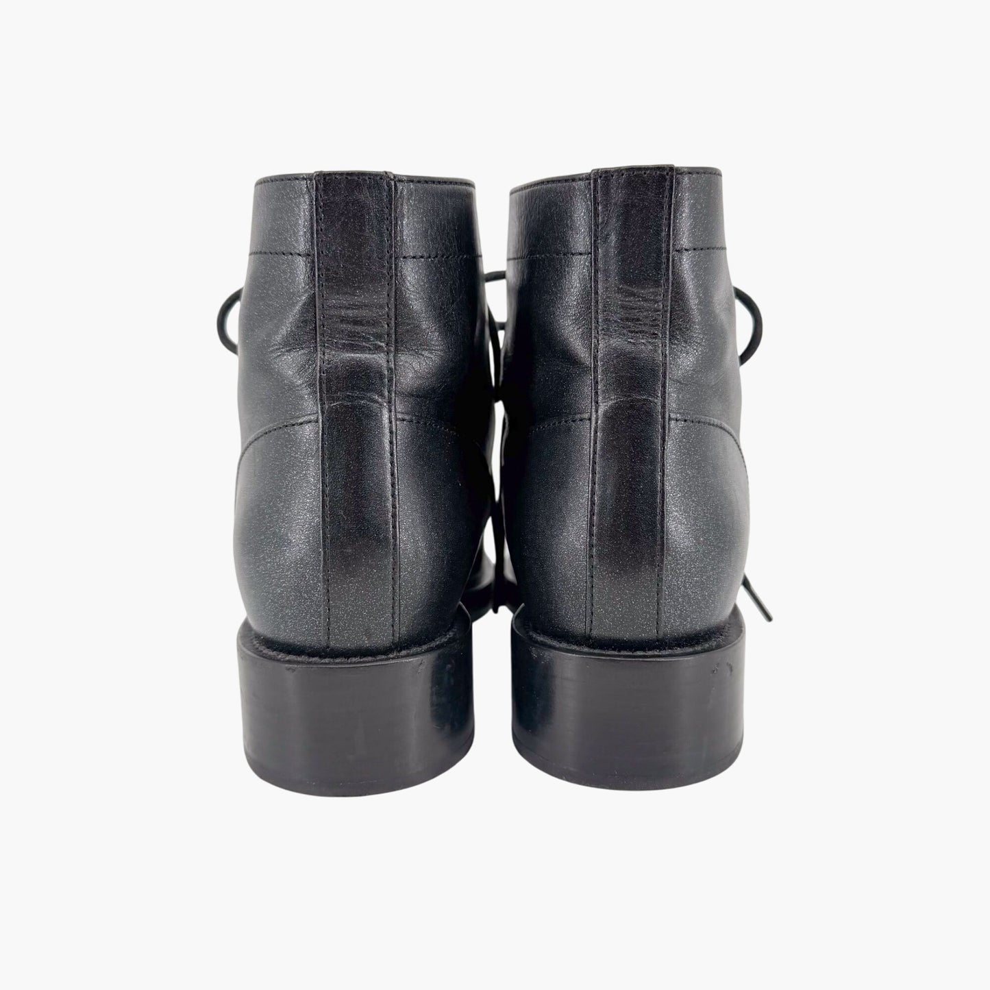 Chanel CC Cap Toe Combat Boots Black Glitter Size 39