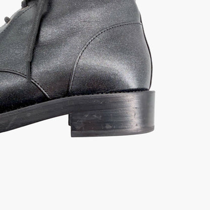 Chanel CC Cap Toe Combat Boots Black Glitter Size 39