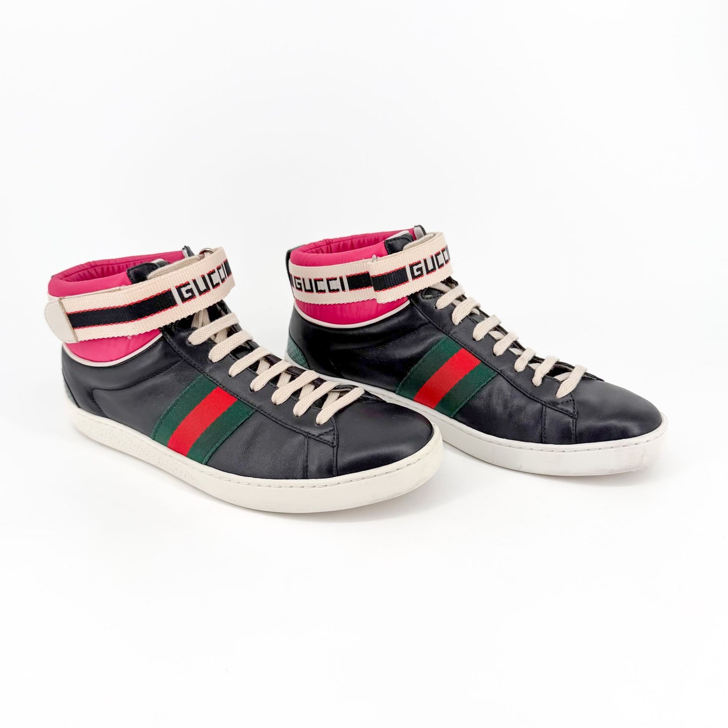 Gucci "New Ace" High Top Sneakers Black Size 38.5