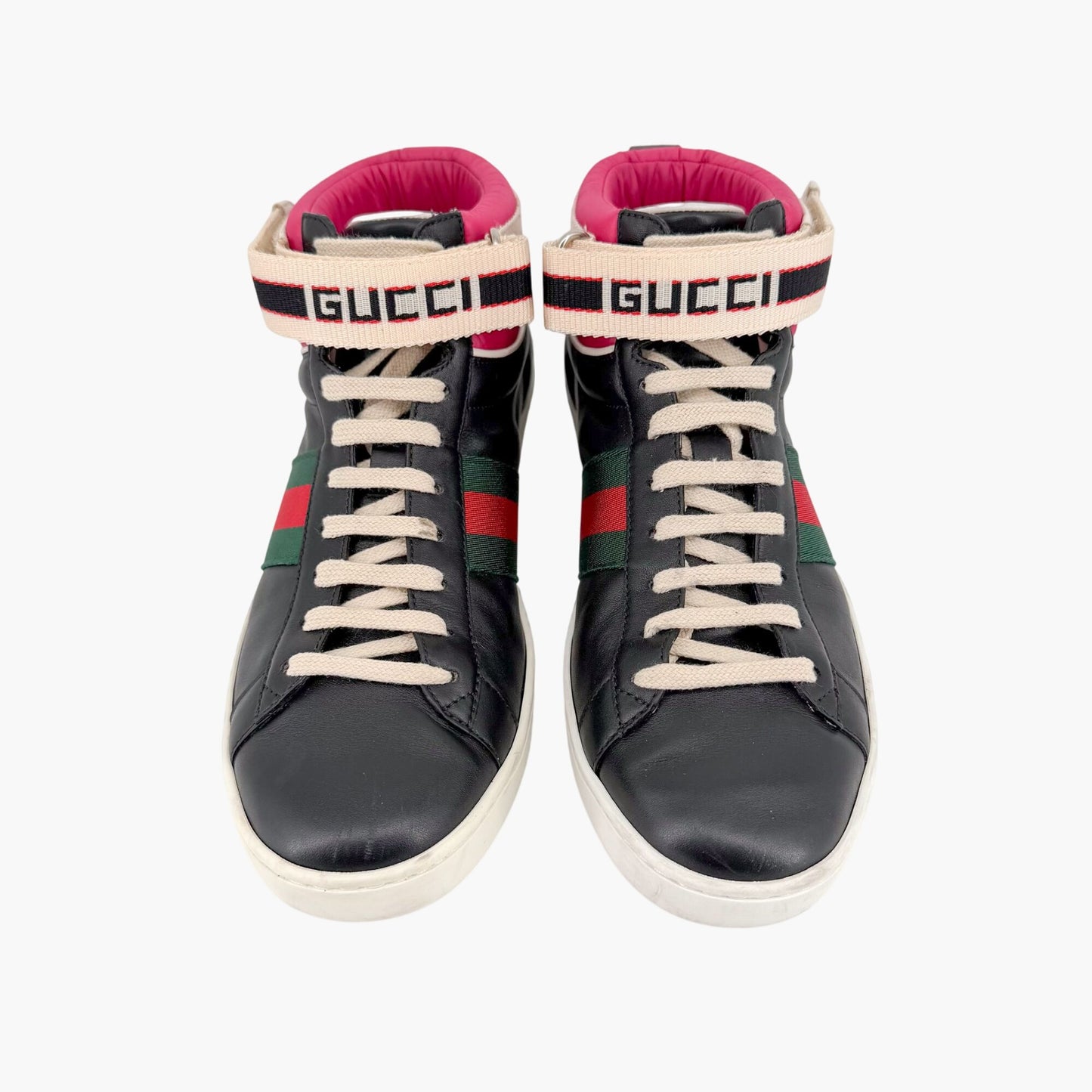 Gucci "New Ace" High Top Sneakers Black Size 38.5