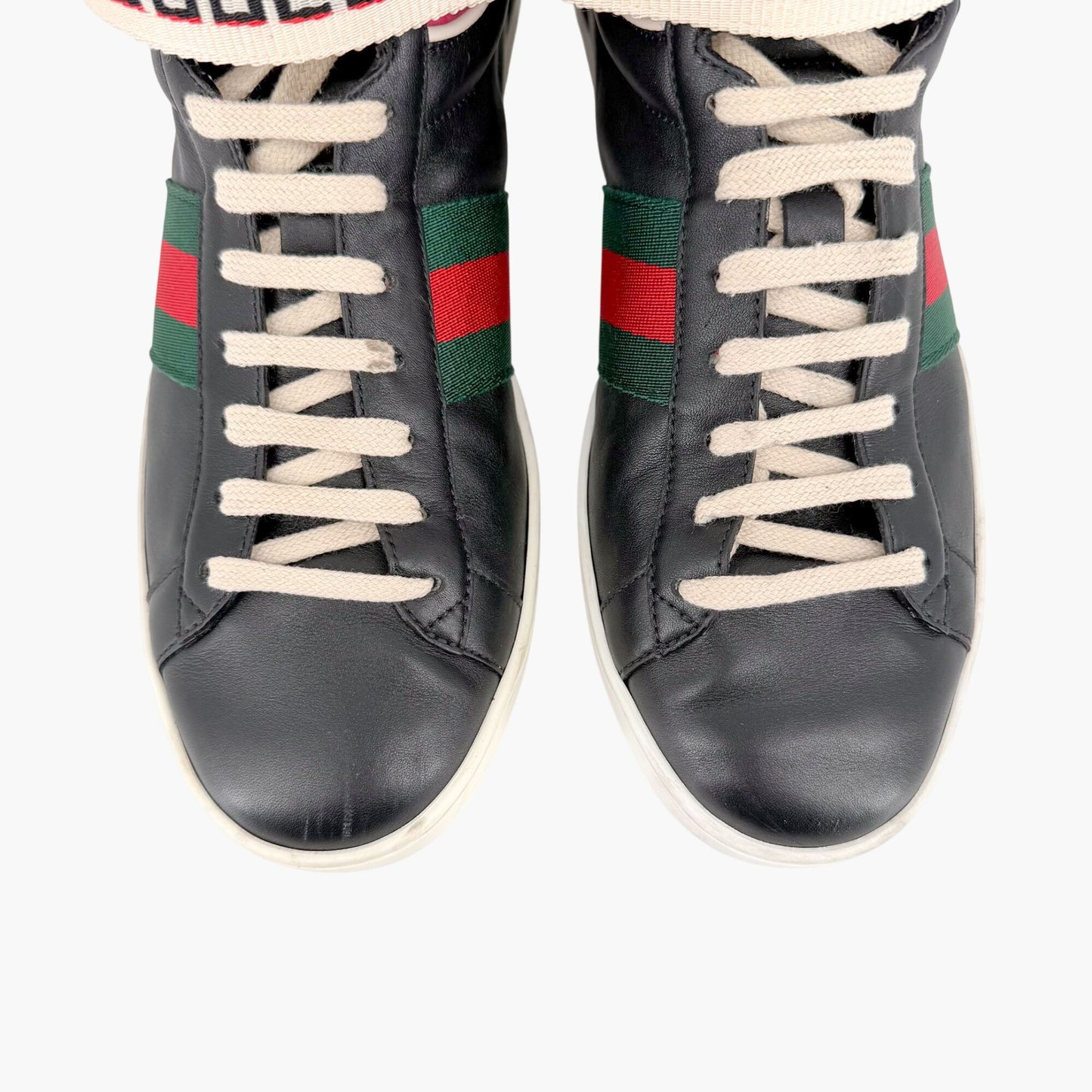 Gucci "New Ace" High Top Sneakers Black Size 38.5