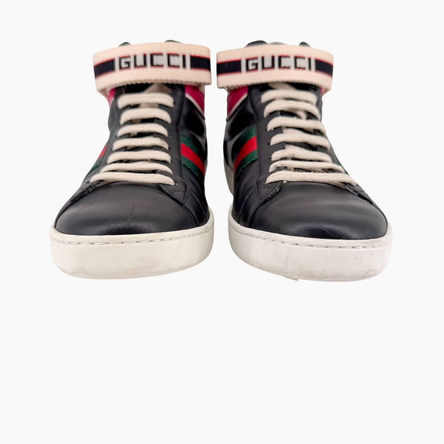 Gucci "New Ace" High Top Sneakers Black Size 38.5