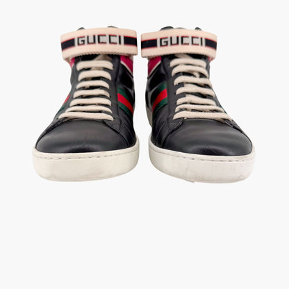Gucci "New Ace" High Top Sneakers Black Size 38.5