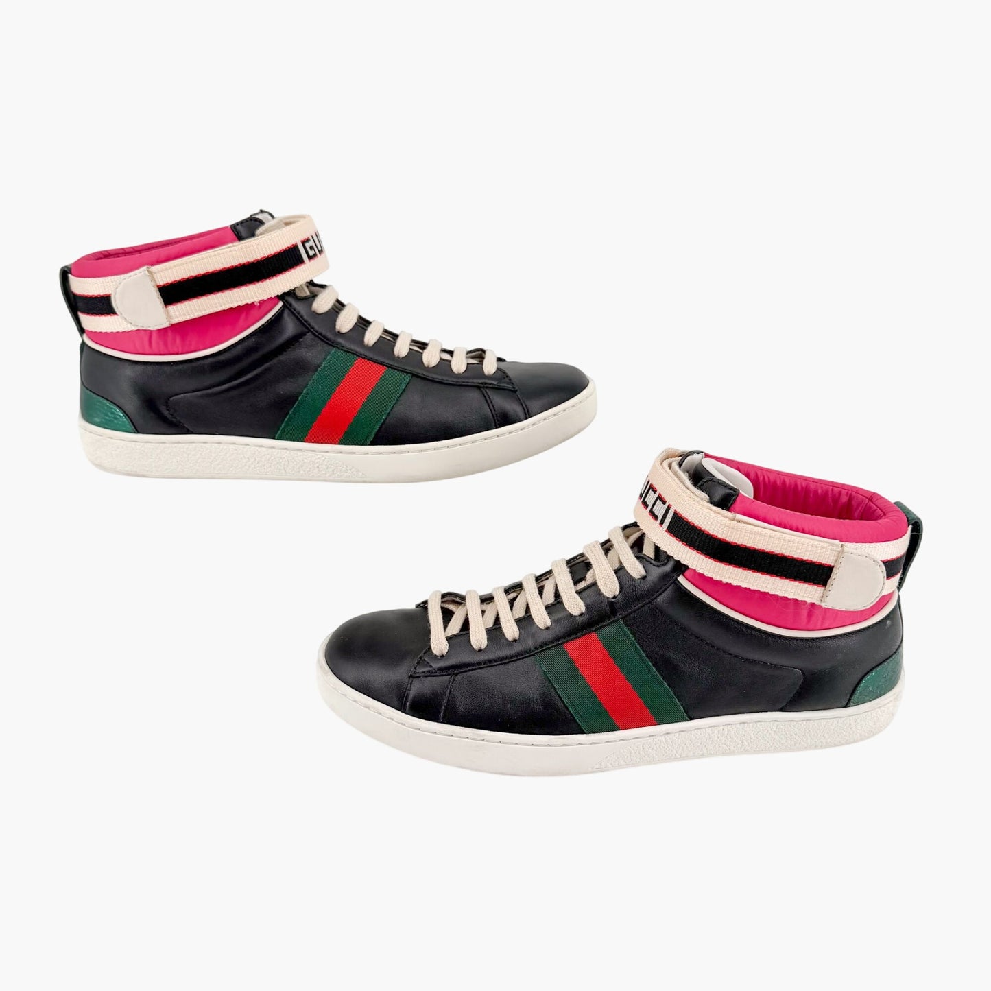 Gucci "New Ace" High Top Sneakers Black Size 38.5