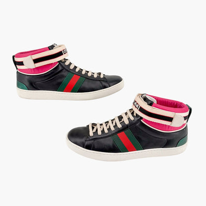 Gucci "New Ace" High Top Sneakers Black Size 38.5