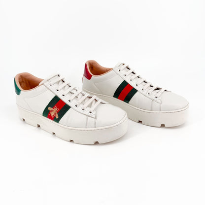 Gucci Ace Bee Platform Sneakers White Size 39