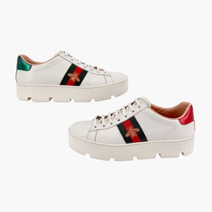 Gucci Ace Bee Platform Sneakers White Size 39