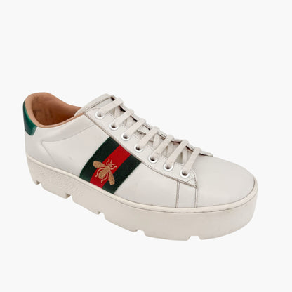Gucci Ace Bee Platform Sneakers White Size 39