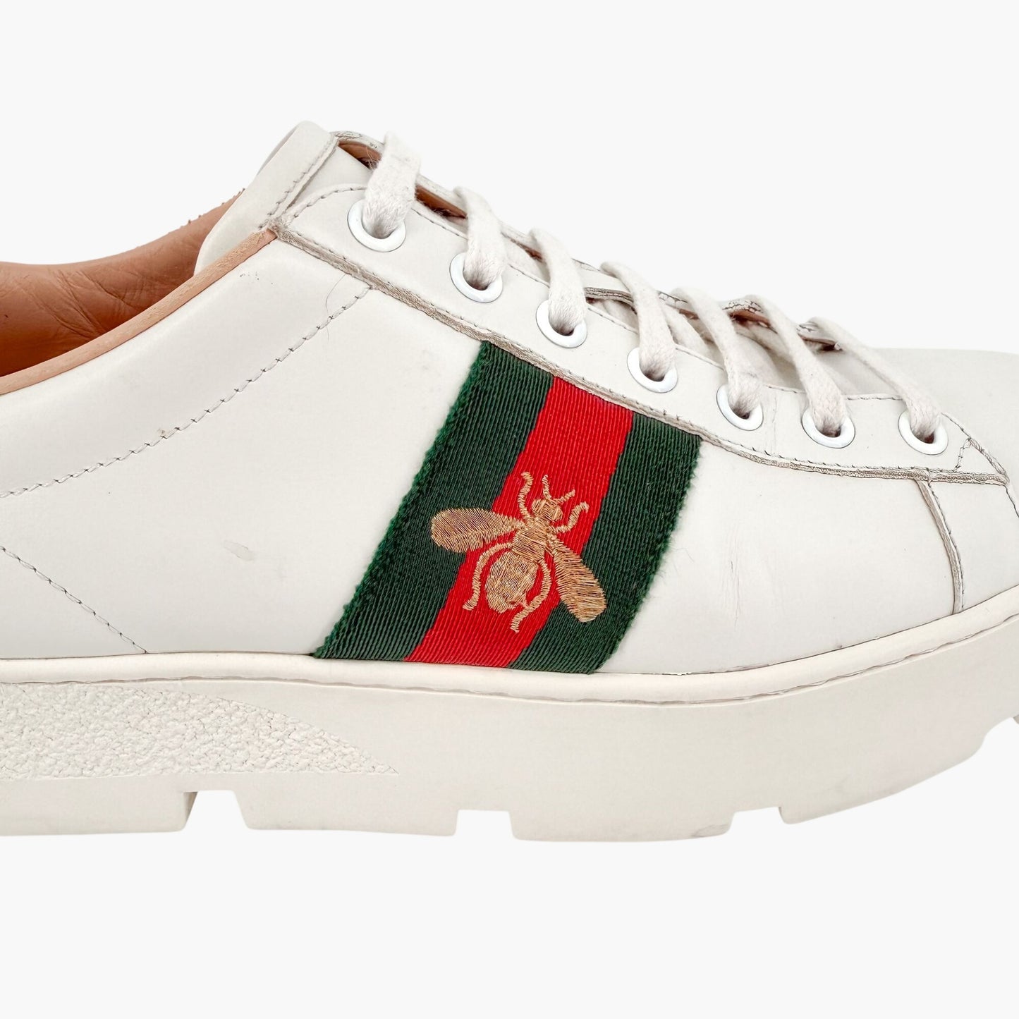 Gucci Ace Bee Platform Sneakers White Size 39