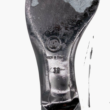 Vintage Chanel Cap Toe Kitten Pumps Black White Size 38