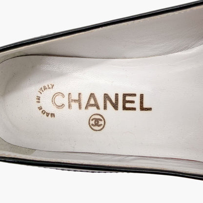 Vintage Chanel Cap Toe Kitten Pumps Black White Size 38