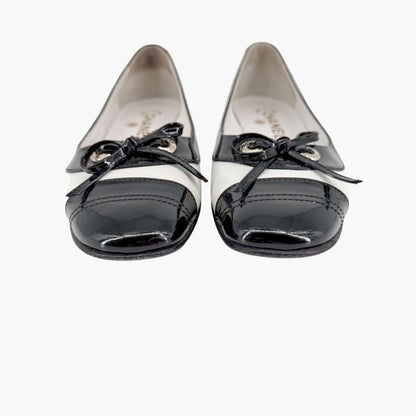 Vintage Chanel Cap Toe Kitten Pumps Black White Size 38