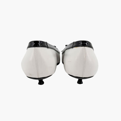 Vintage Chanel Cap Toe Kitten Pumps Black White Size 38